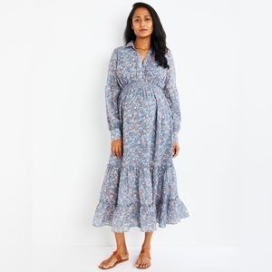 A Pea In The Pod BUTTON DETAIL TIERED MAXI MATERNITY DRESS